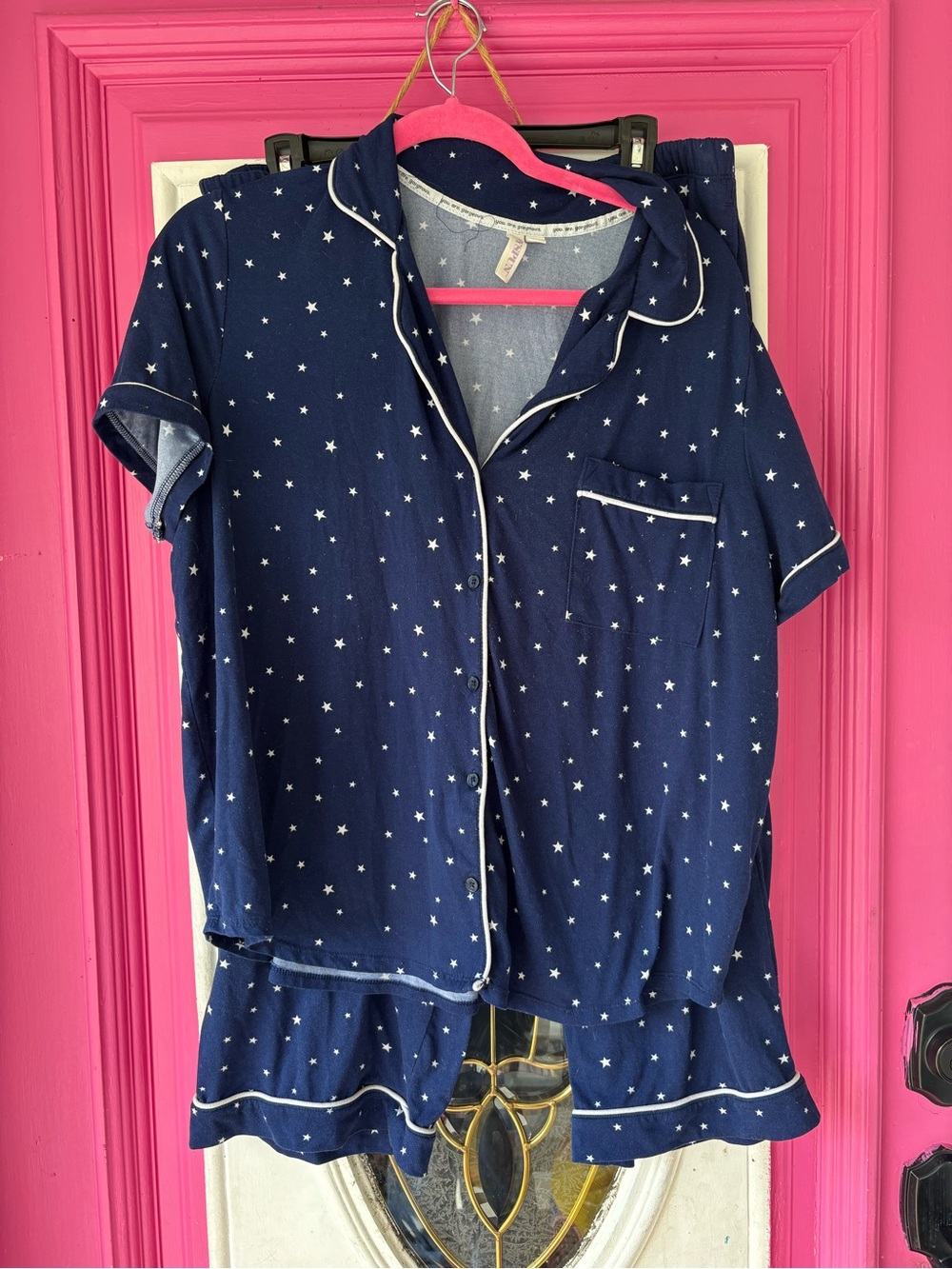 Women's Navy Star-Print Short Pajama Set - Soft Cotton Blend